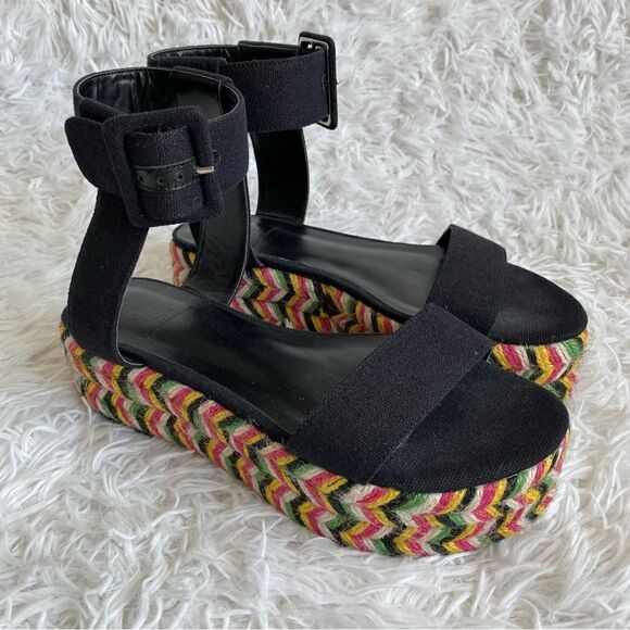 House of Harlow 1960 x REVOLVE Black Aiden Espadrille Sandals Size 6 - Picture 1 of 9